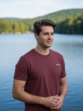 Magellan Outdoors Men's Maroon Texas Fishing Facts Crew Neck Performance Tee